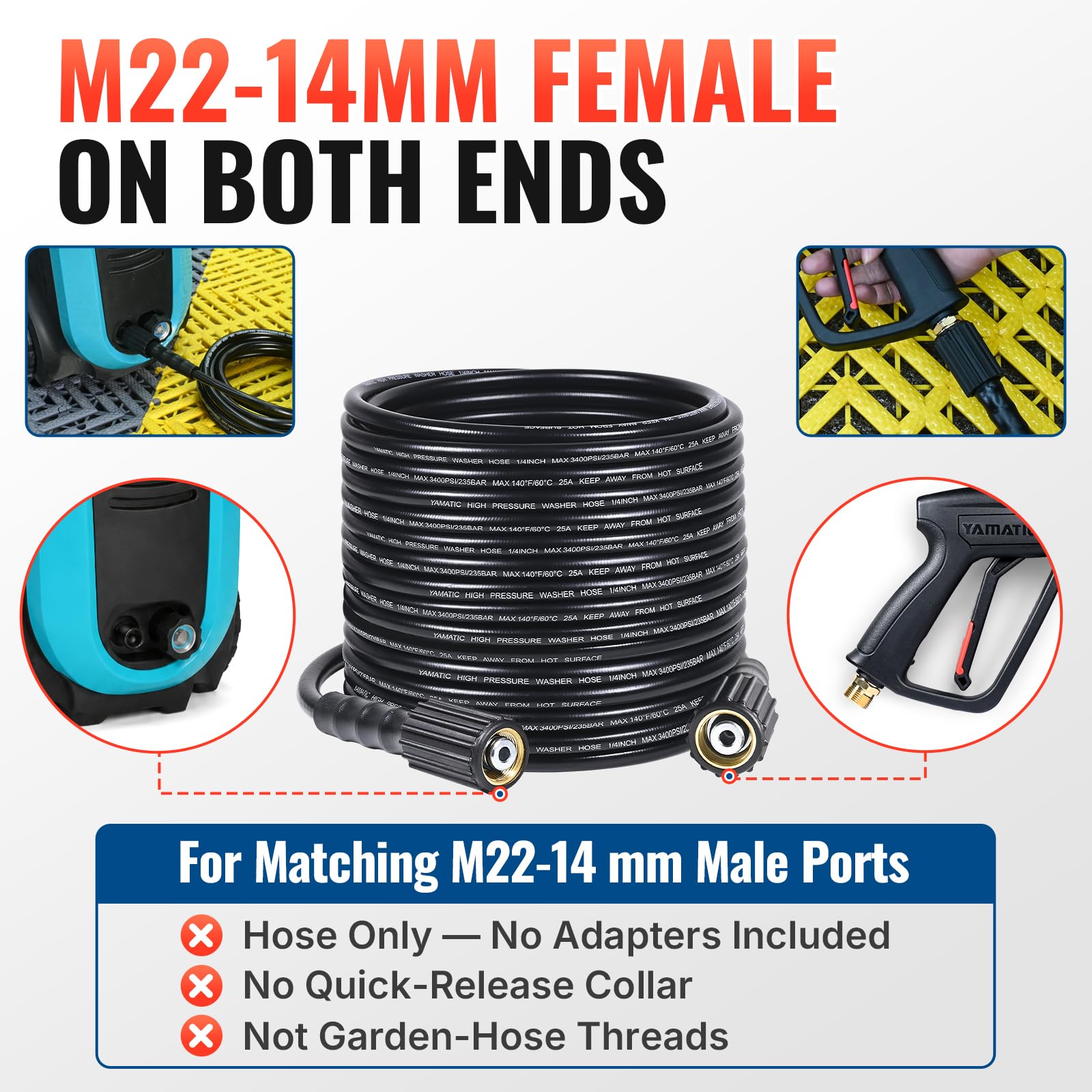 YAMATIC primer plano del racor M22-14mm hembra para conexión segura