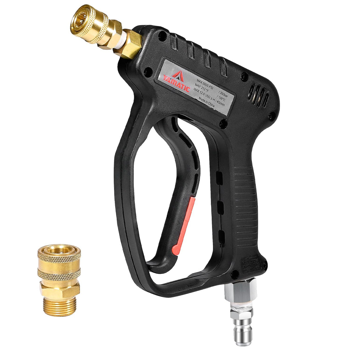 YAMATIC pistola vista frontal mostrando cuerpo robusto y comodidad