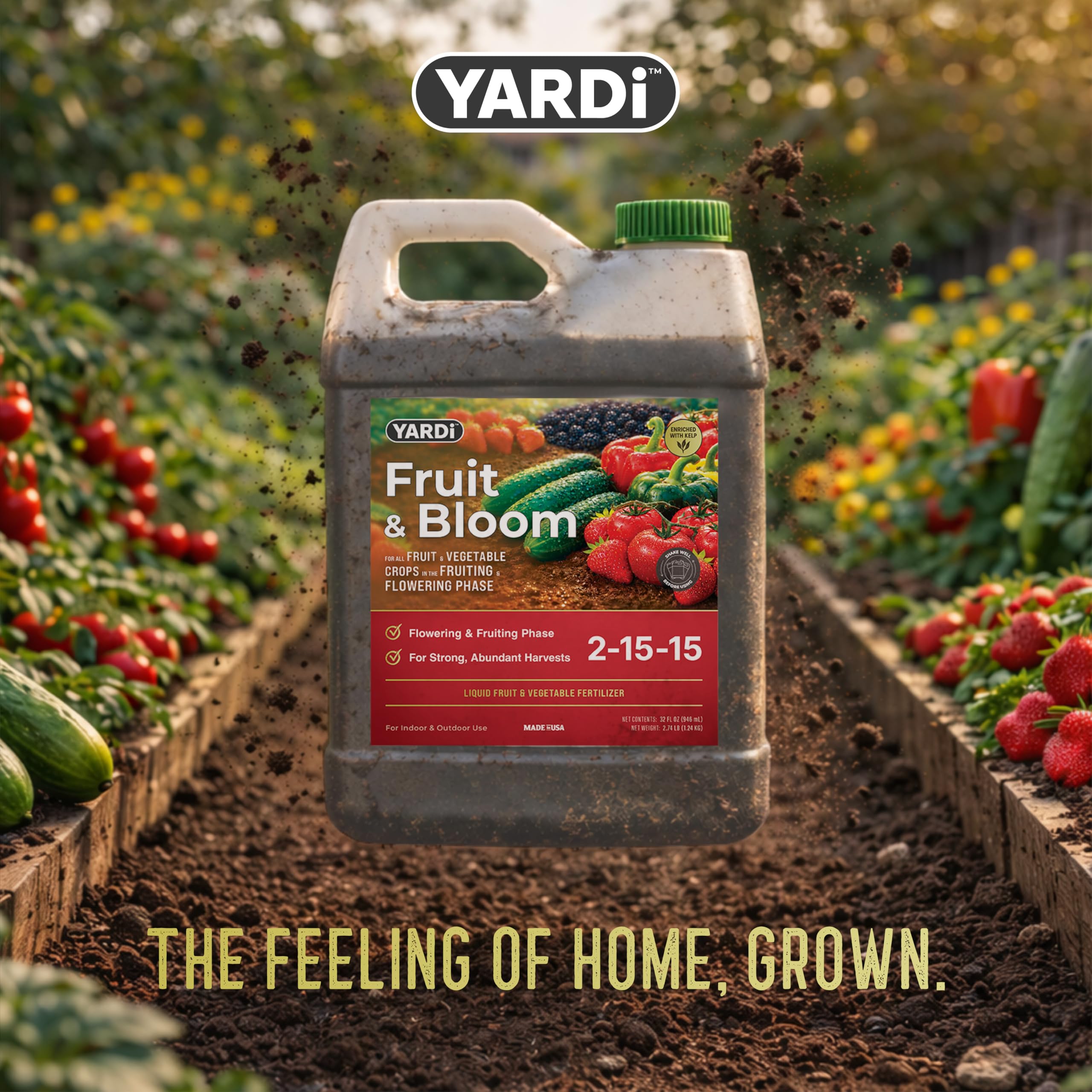 YARDi en mesa de jardín lista para aplicar en cultivos y flores