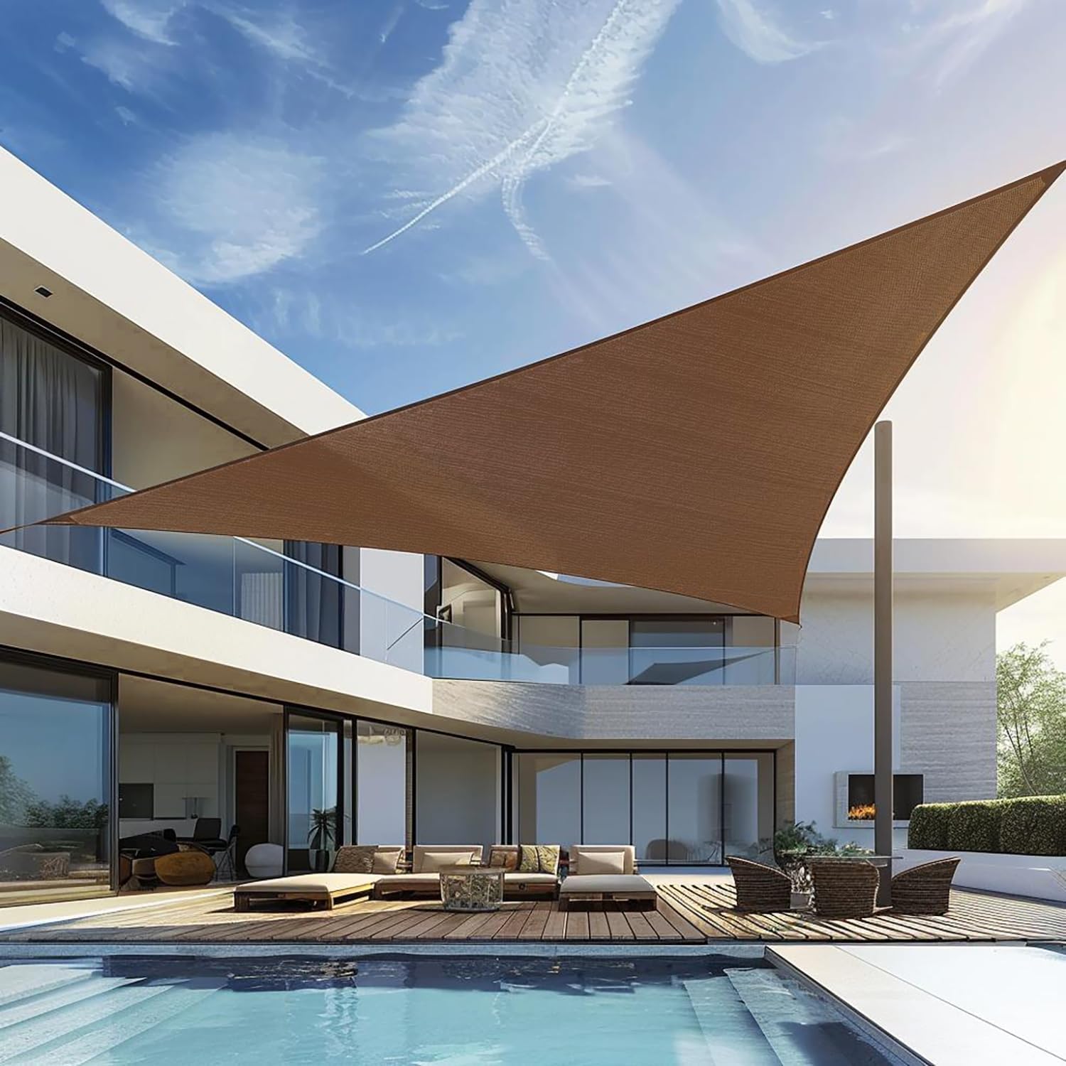 Yardmaker comparación de escala con persona, tamaño real y cobertura
