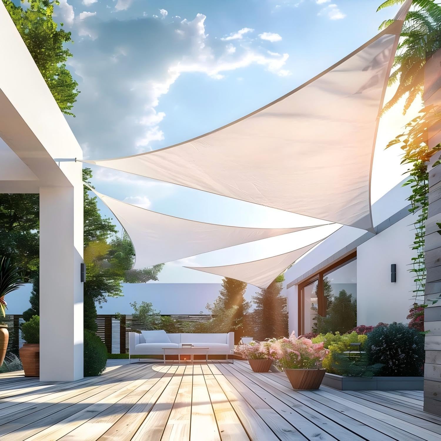 Yardmaker comparación de escala junto a una silla para dimensionar la vela