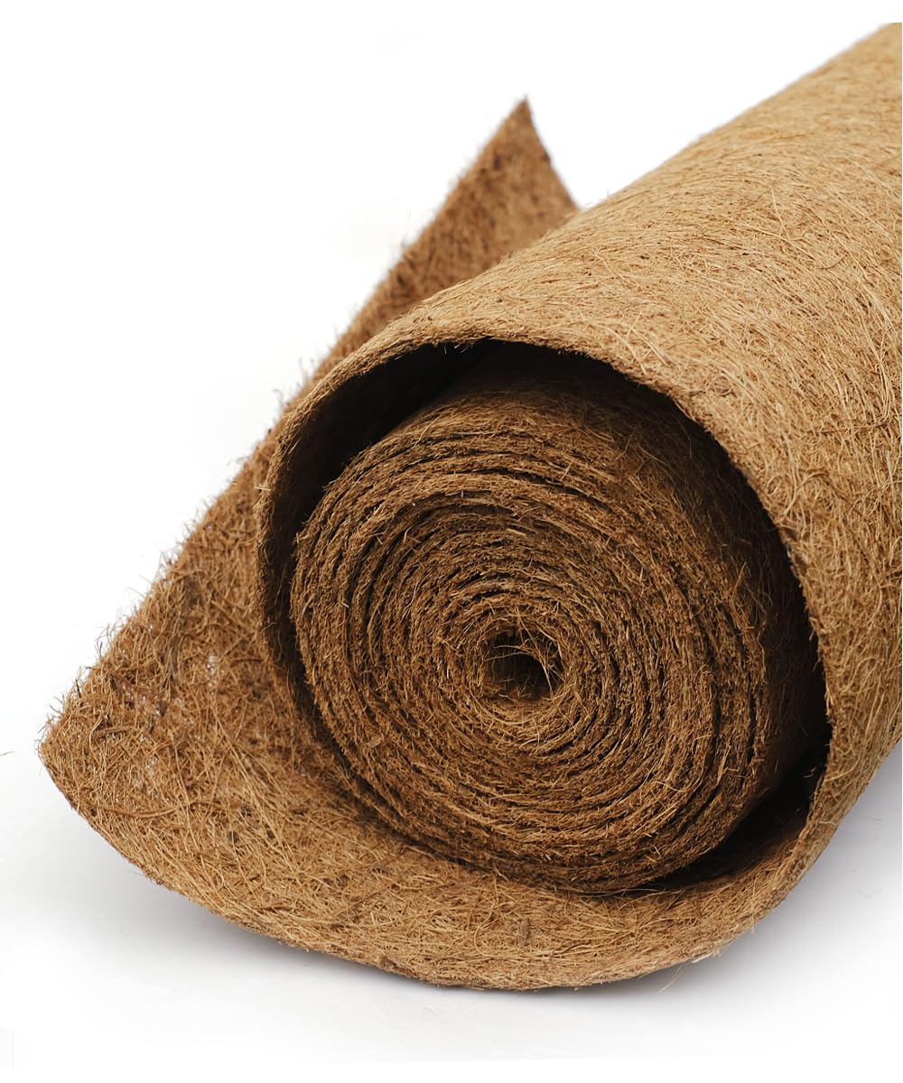 Yarrdfir estera de fibra de coco frontal mostrando tamaño y corte fácil