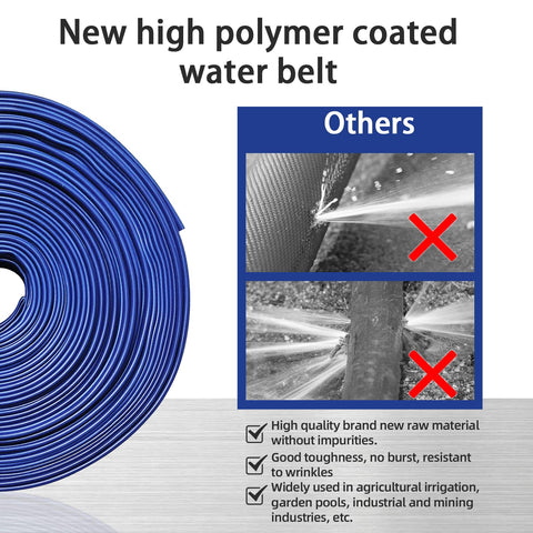 YASHINE manguera en uso drenando una piscina con alto caudal