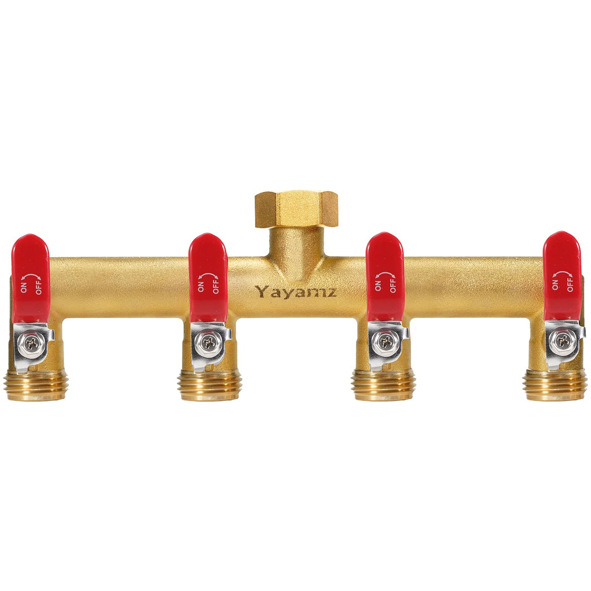 Yayamz vista frontal del manifold de latón, durabilidad para exteriores