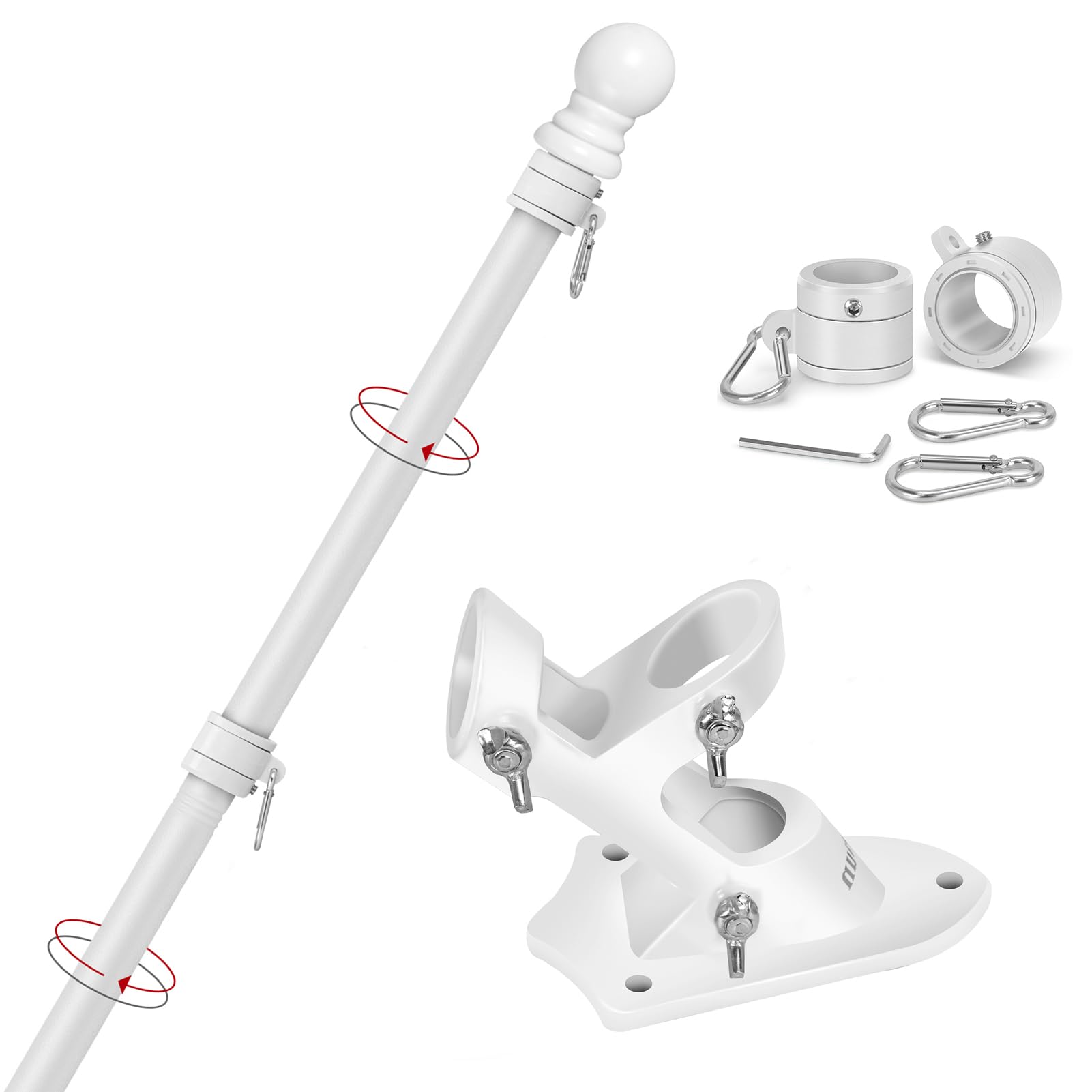 Yeesun mástil vista frontal mostrando soporte estable y beneficio estética