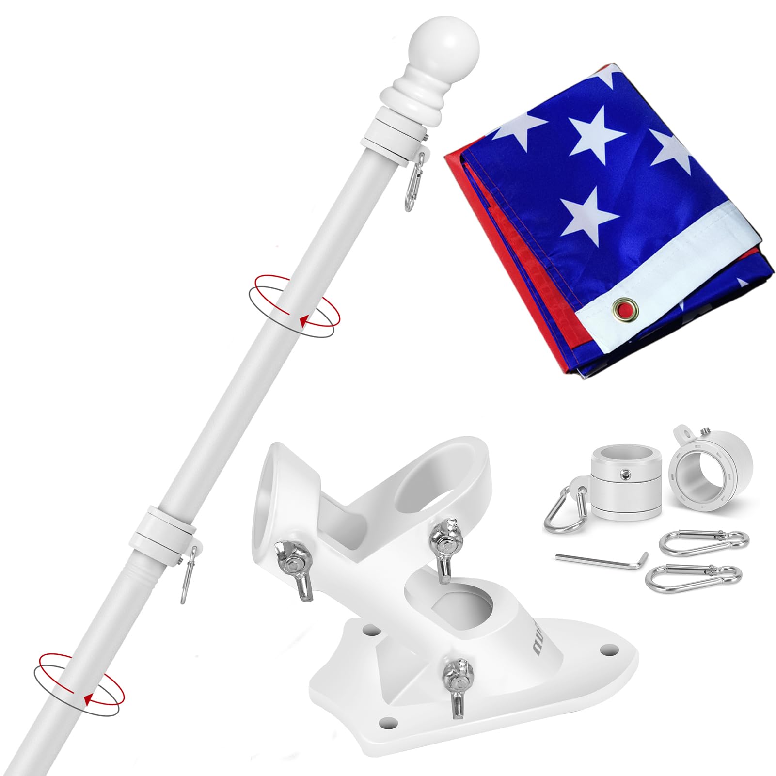 Yeesun mástil frontal con bandera mostrando montaje seguro