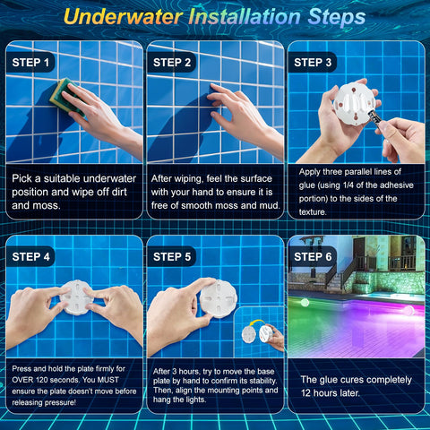 YiaMia luz subacuática encendida en piscina creando ambiente