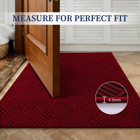 YIHOUSE felpudo junto a zapatos mostrando dimensiones y cobertura