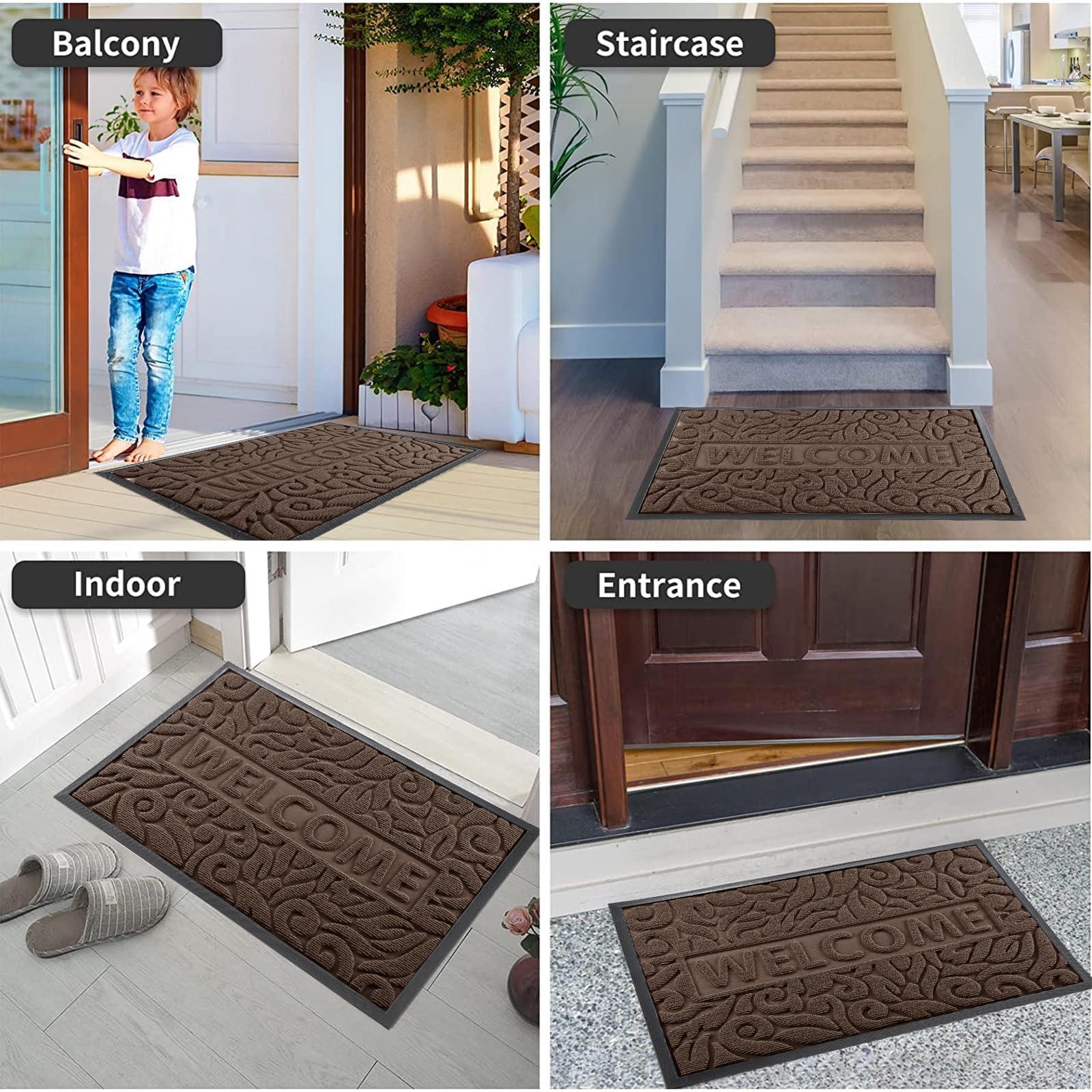 Yimobra felpudo junto a puerta para comparar tamaño y perfil bajo