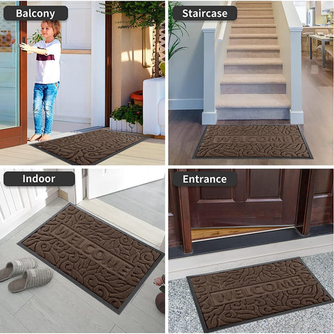 Yimobra felpudo junto a puerta para comparar tamaño y perfil bajo