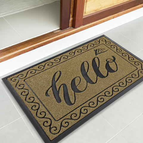 Yimobra felpudo en patio beige marrón integrando estilo y función exterior