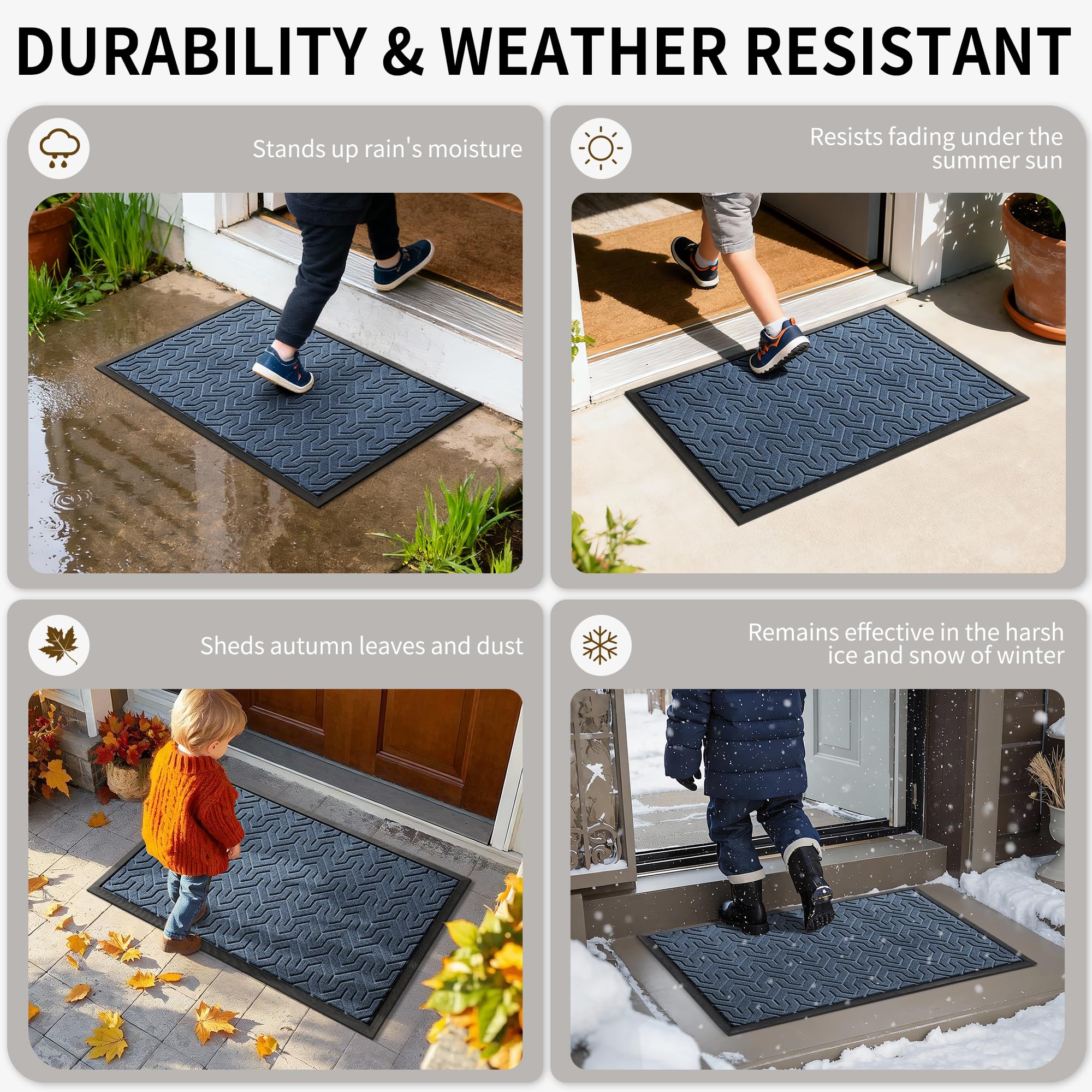 Yimobra felpudo colocado en puerta principal evitando entrada de polvo