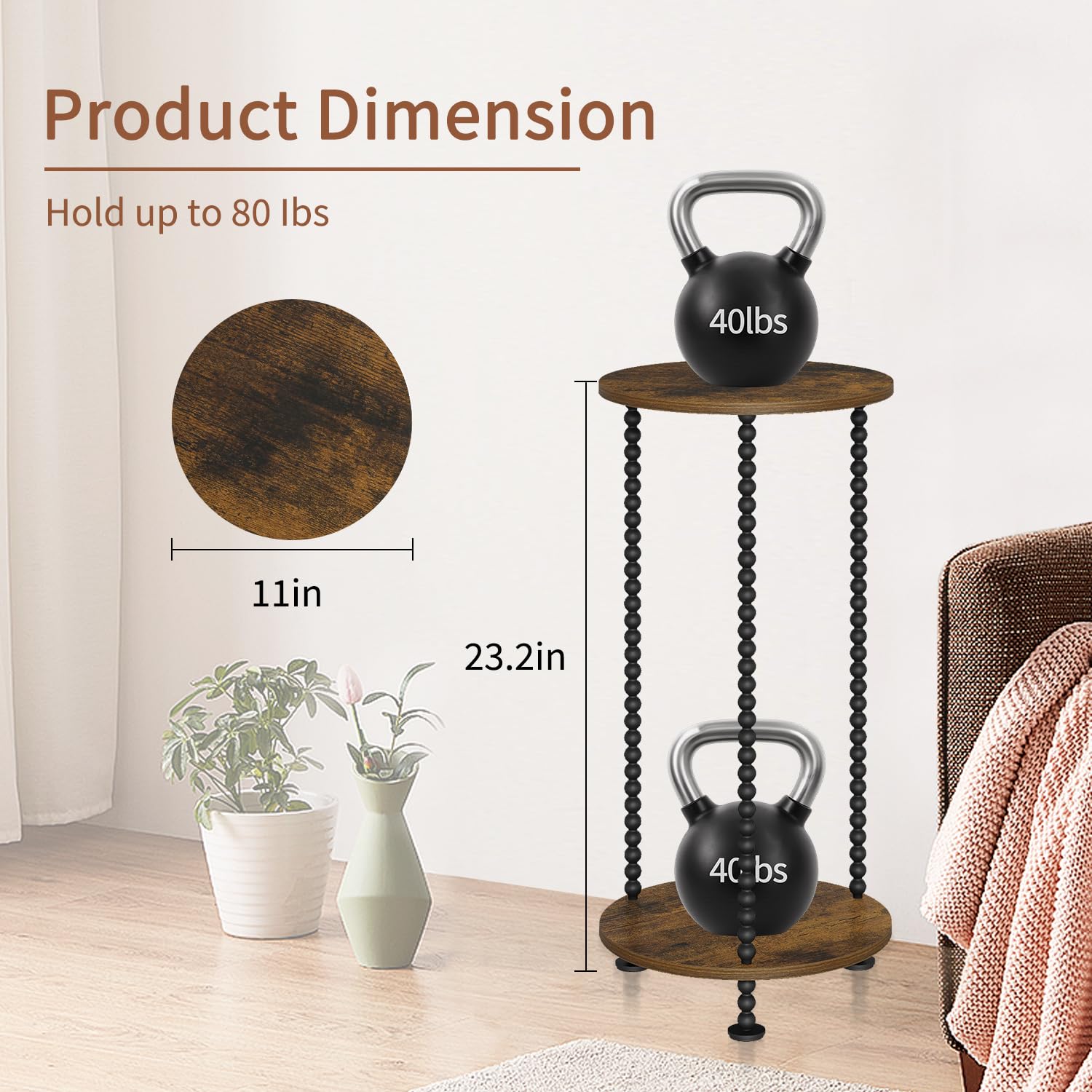 YINMIT bandeja superior tipo madera para macetas y decoración