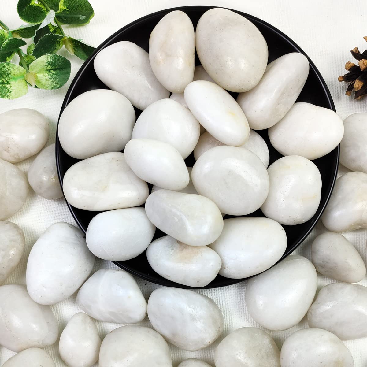 YISZM paquete frontal con piedras blancas pulidas, aspecto limpio y listo