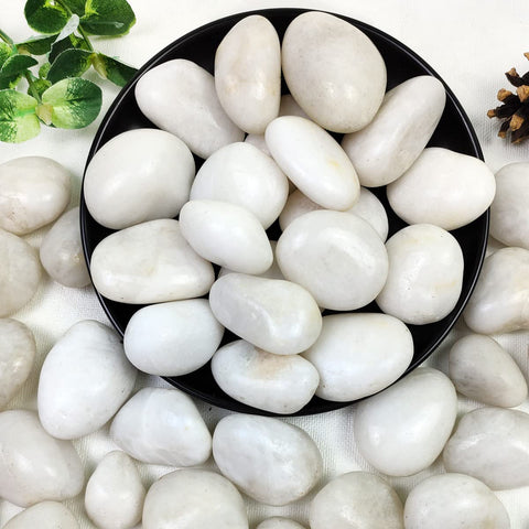YISZM paquete frontal con piedras blancas pulidas, aspecto limpio y listo