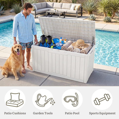 YITAHOME cofre usado como asiento en terraza, cómodo y resistente