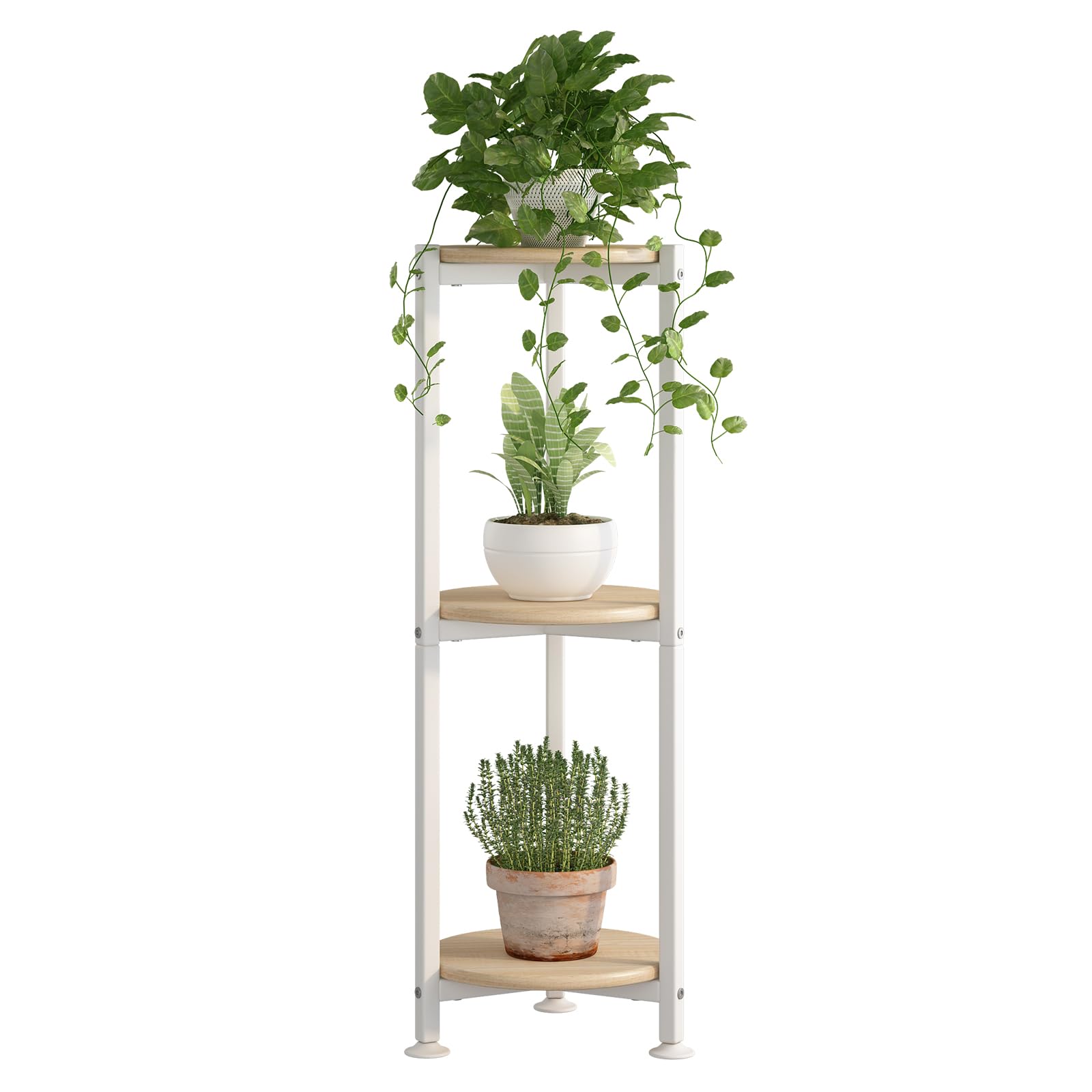 YIZAIJIA frente del soporte de plantas mostrando estabilidad y ahorro de espacio