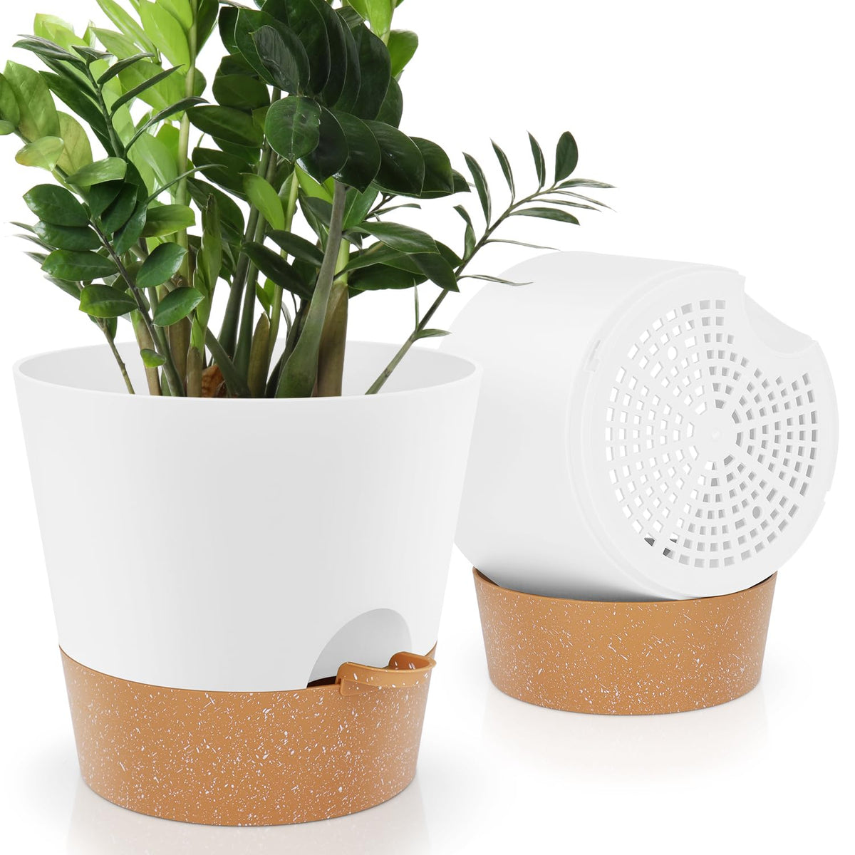 YNNICO maceta frontal blanca con diseño minimalista y aspecto moderno