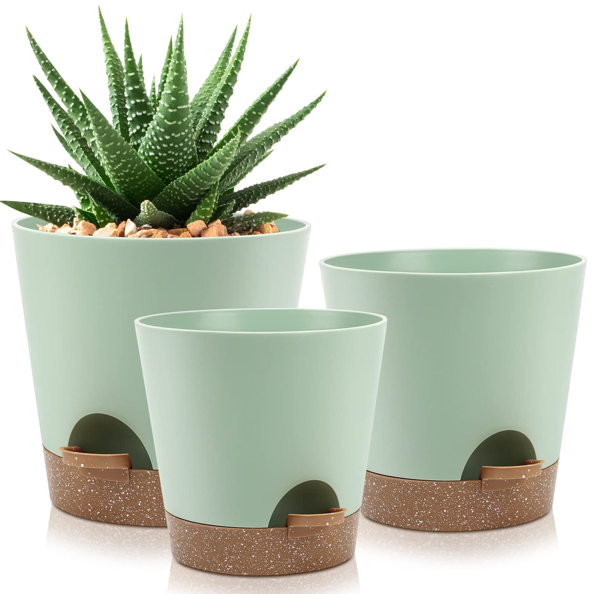 YNNICO maceta frontal set verde con diseño minimalista y resistencia