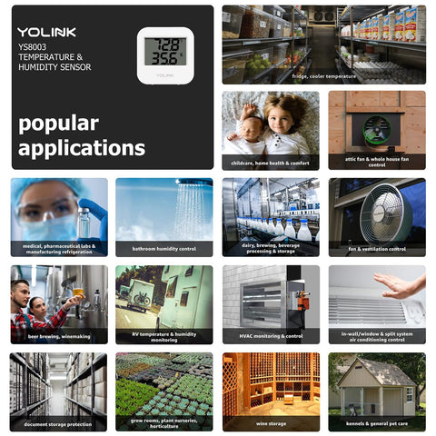 YoLink sensor junto a mano para comparar tamaño, demostrando diseño portátil y práctico