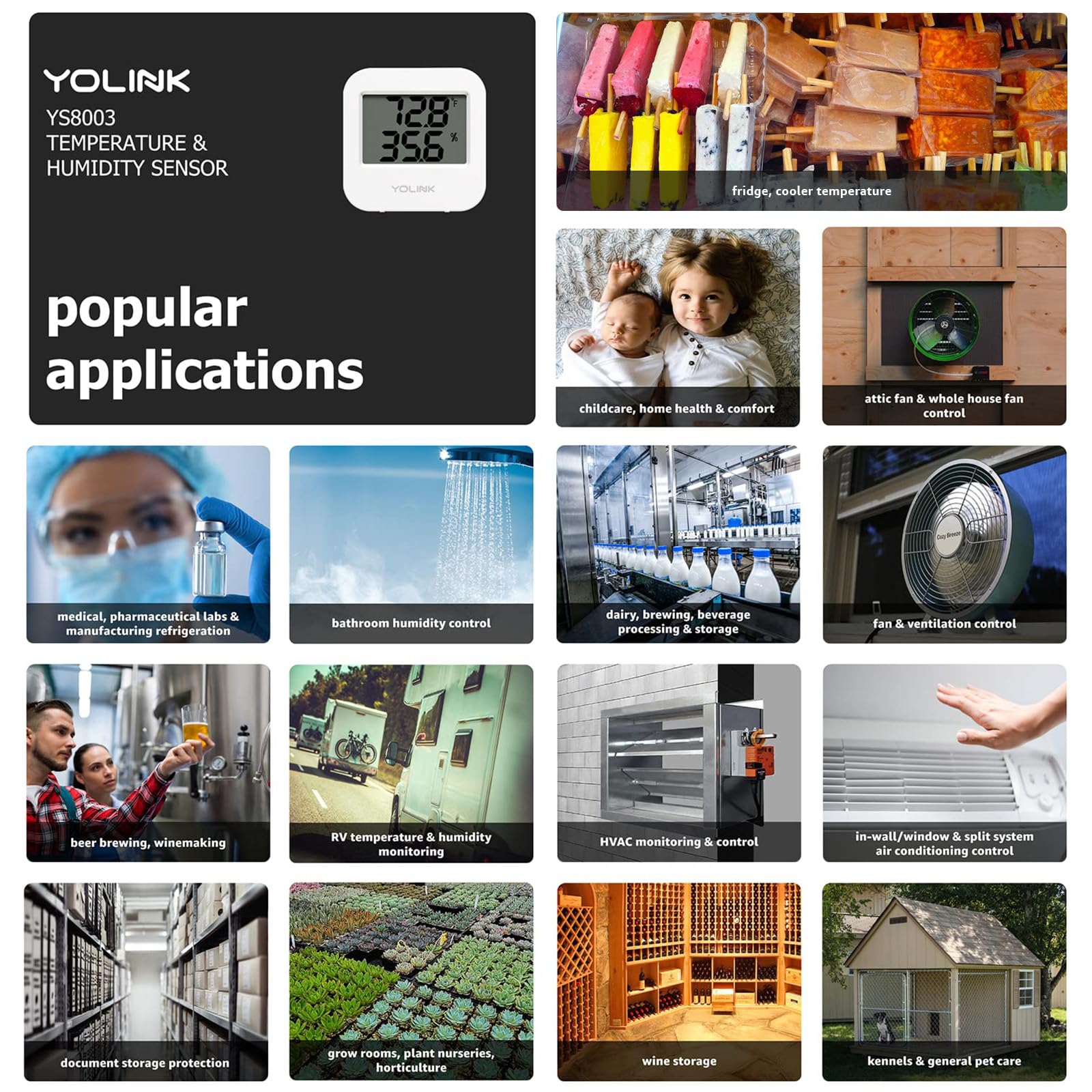 YoLink sensor instalado en jaula de mascota para seguridad ambiental