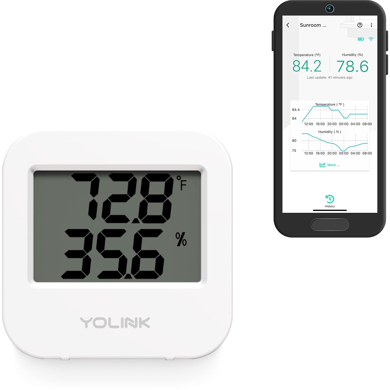 YoLink sensor frente mostrando diseño compacto y fácil montaje