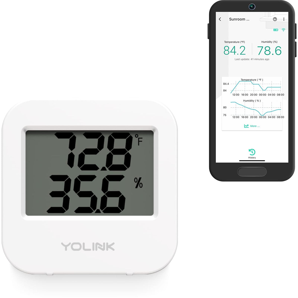 YoLink sensor frente mostrando diseño compacto y fácil montaje