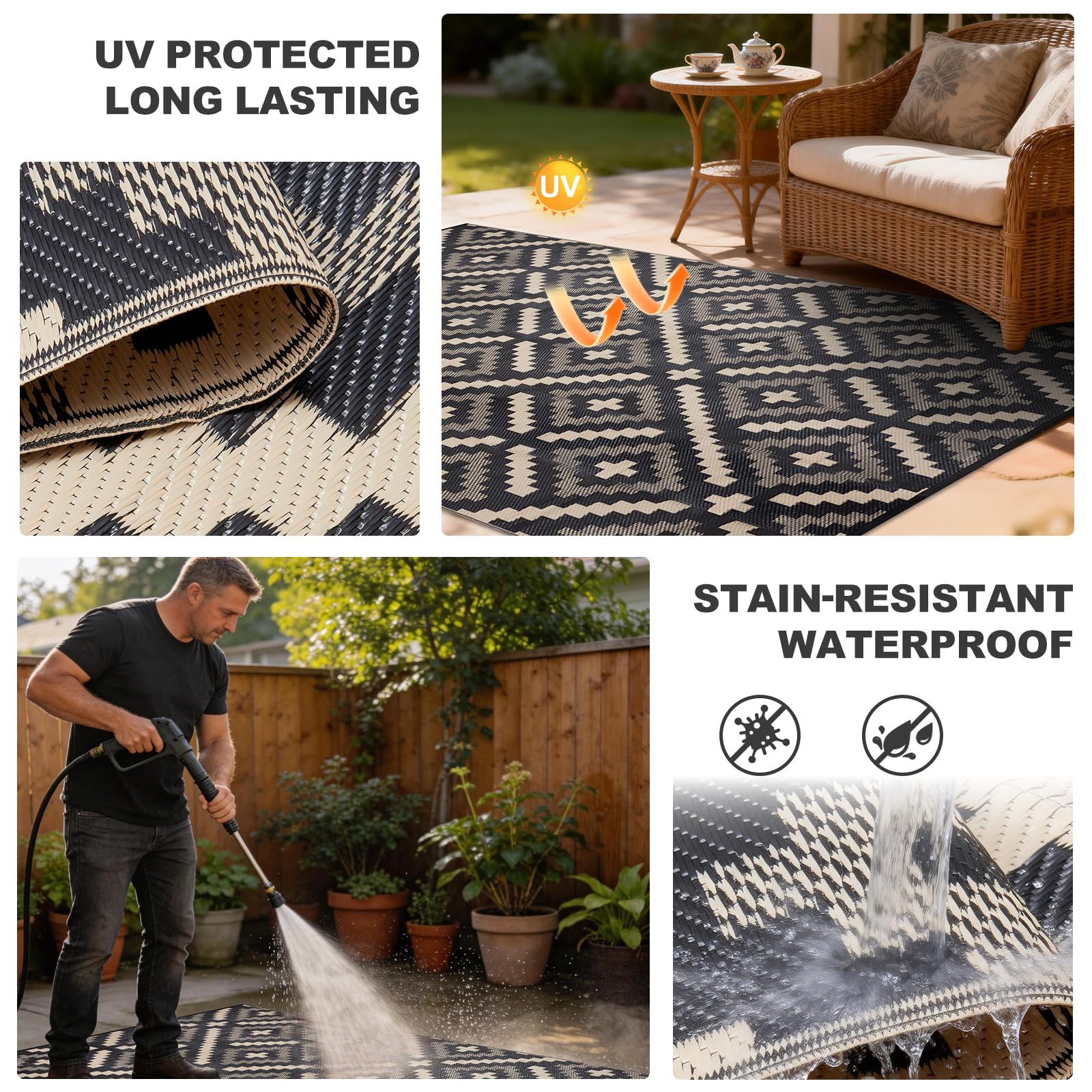 YONILE alfombra en uso en patio ofreciendo confort y protección de suelo