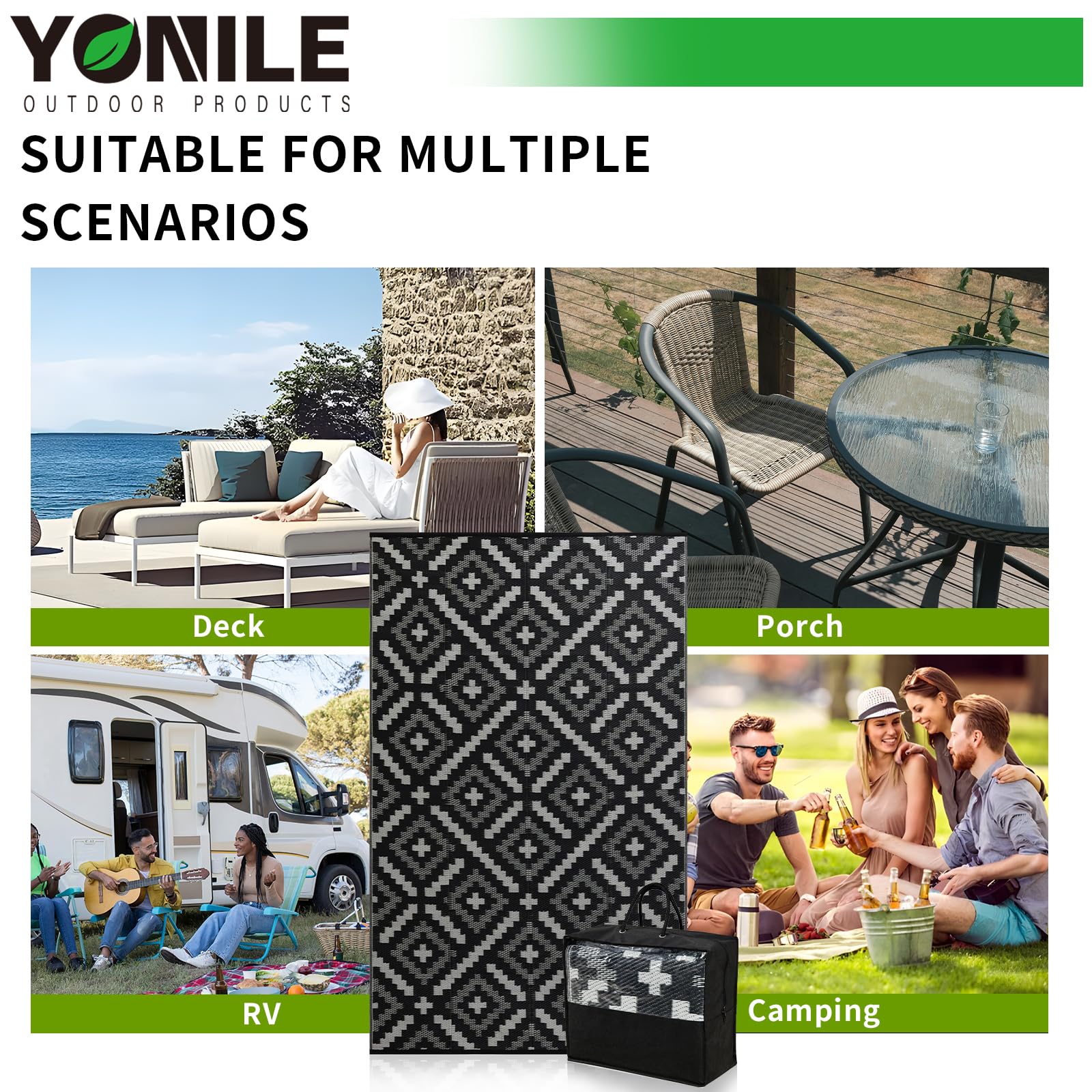 YONILE alfombra en terraza resaltando estética y protección del suelo