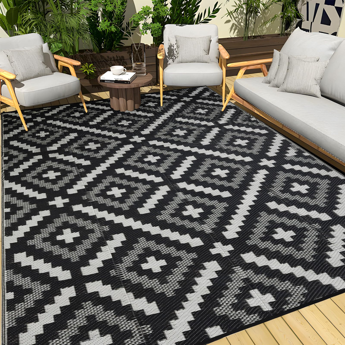 YONILE alfombra exterior frontal mostrando diseño y beneficio limpieza fácil
