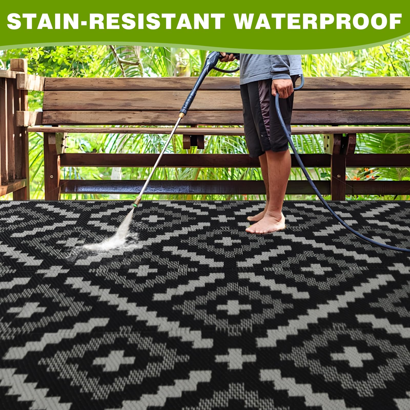 YONILE alfombra reversible mostrando ambos lados para cambiar estilo y orientación solar