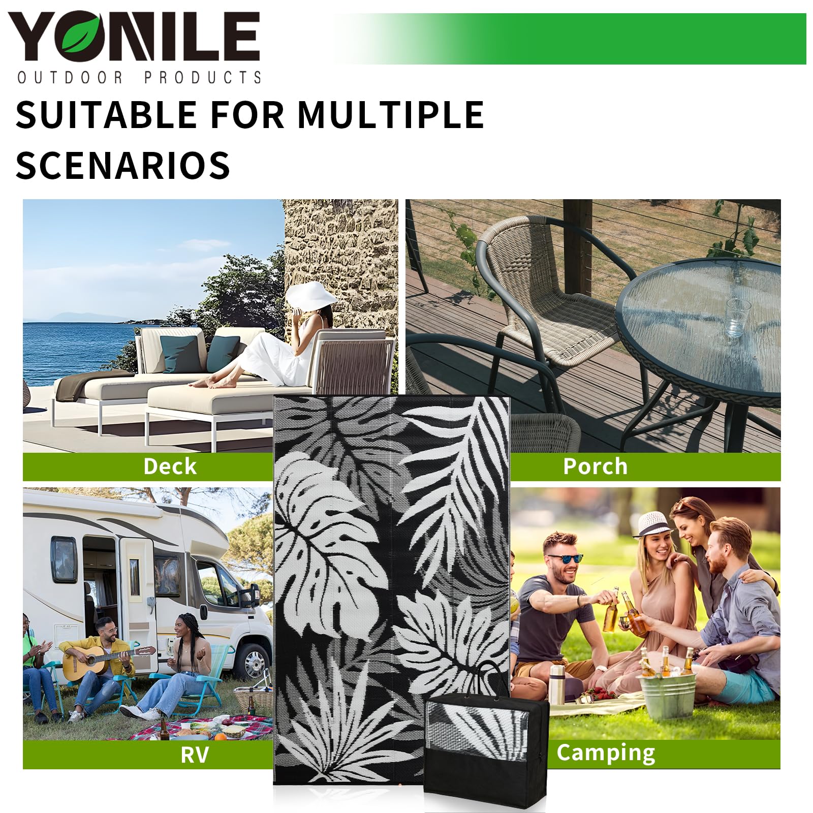 YONILE comparación tamaño 5x8 junto a silla, escala clara