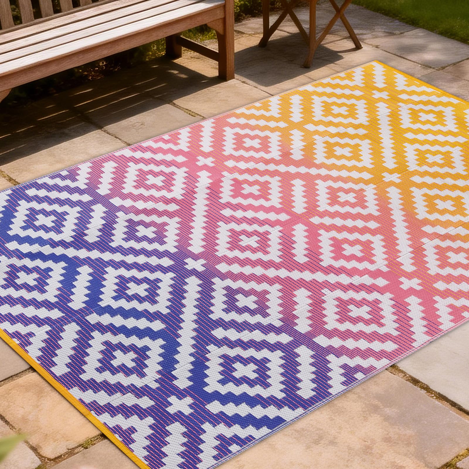 YONILE vista frontal del tapete 5x8 ft mostrando diseño y color para patio