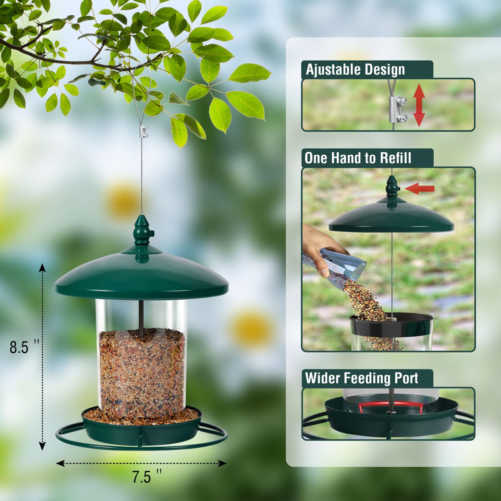 Youvip detalle de puerto de alimentación que facilita acceso a aves