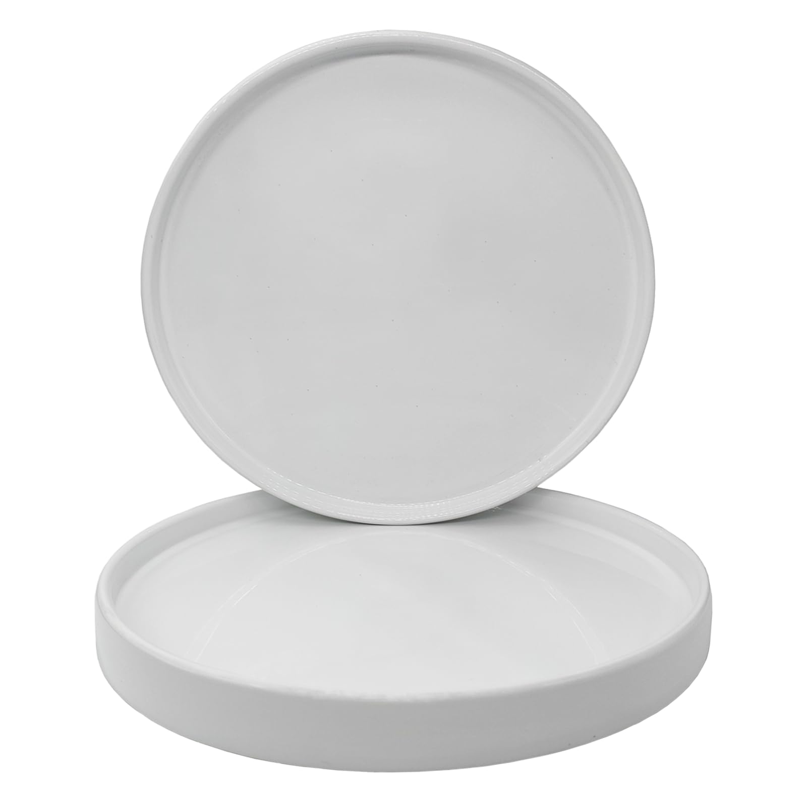 Yukfona plato frontal blanco mostrando forma y acabado, protección de superficies