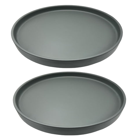 Yukfona plato cerámico frontal mostrando acabado gris y protección