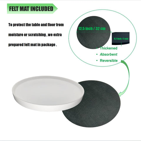Yukfona plato con maceta en interior protegiendo suelo y mueble