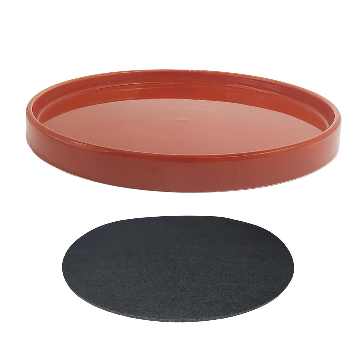 Yukfona plato frontal terracota mostrando forma y borde, protege superficies