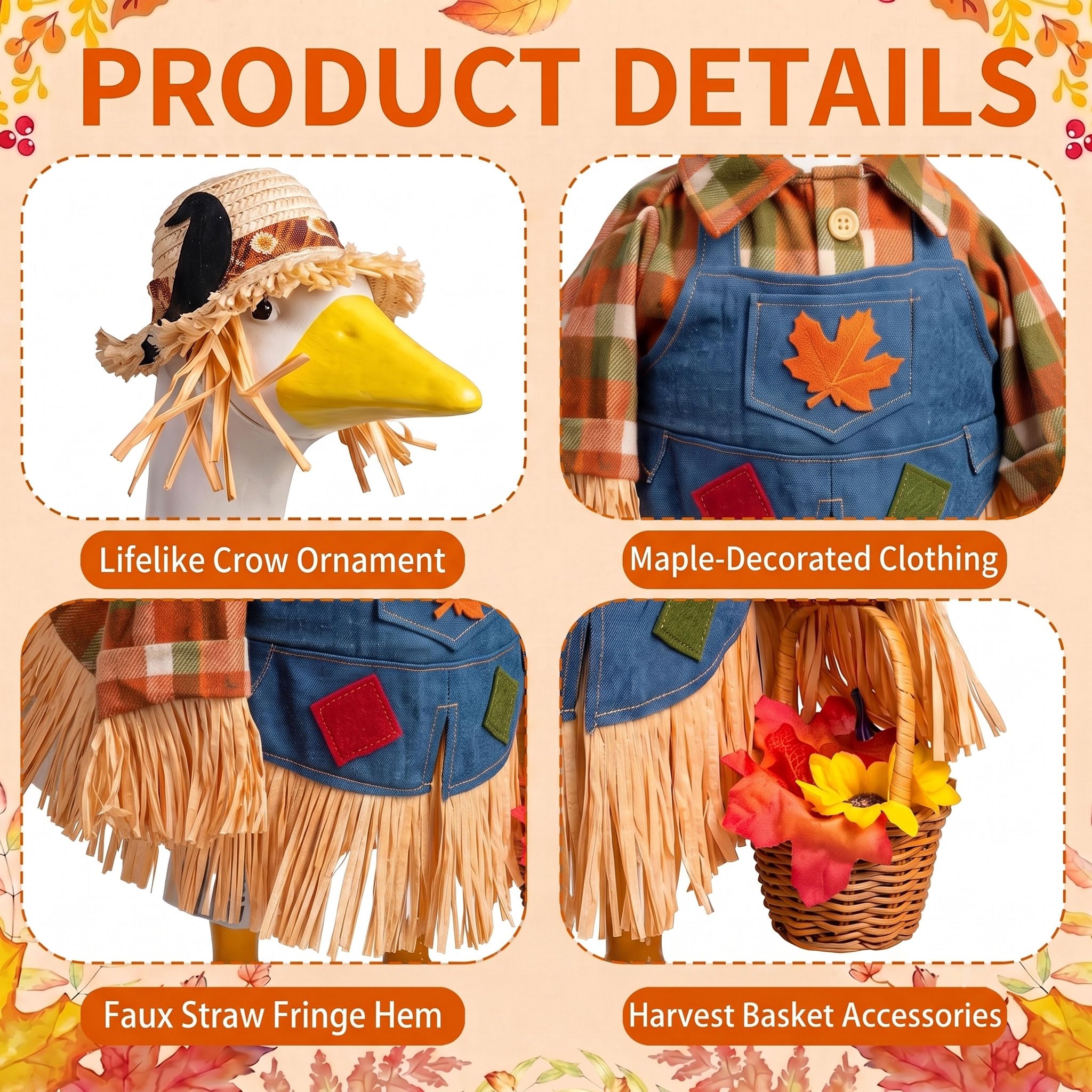 YVMMVY peto denim con apliques de hoja, añade carácter otoñal