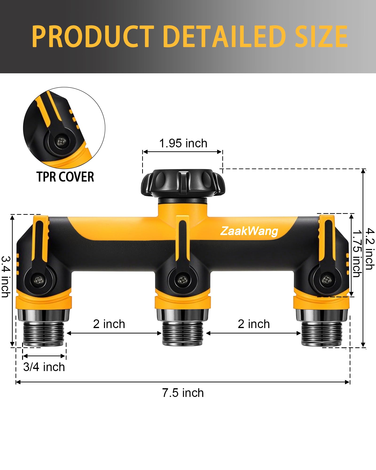 ZaakWang primer plano del mango ergonómico antideslizante para fácil control