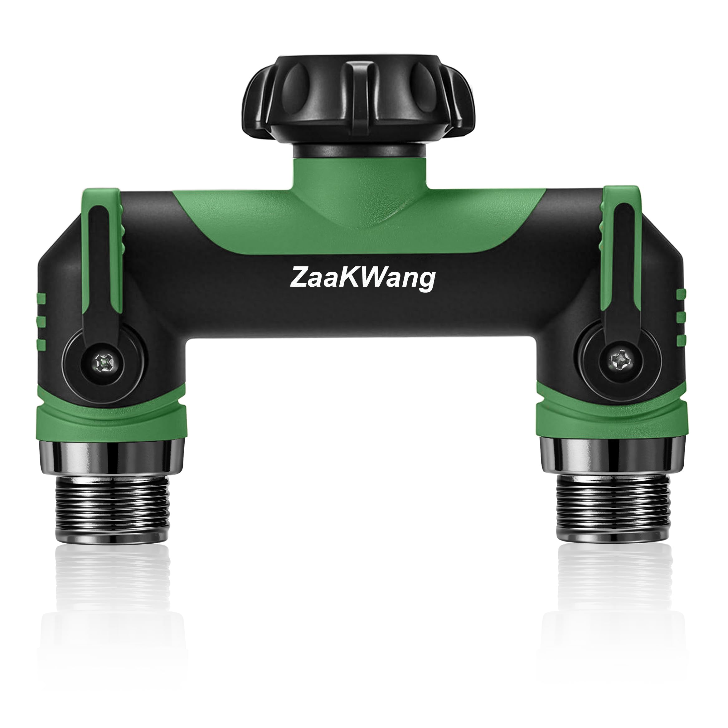 ZaakWang vista frontal del divisor mostrando doble salida y rosca GHT
