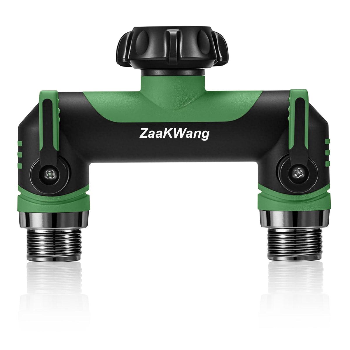 ZaakWang vista frontal del divisor mostrando doble salida y rosca GHT
