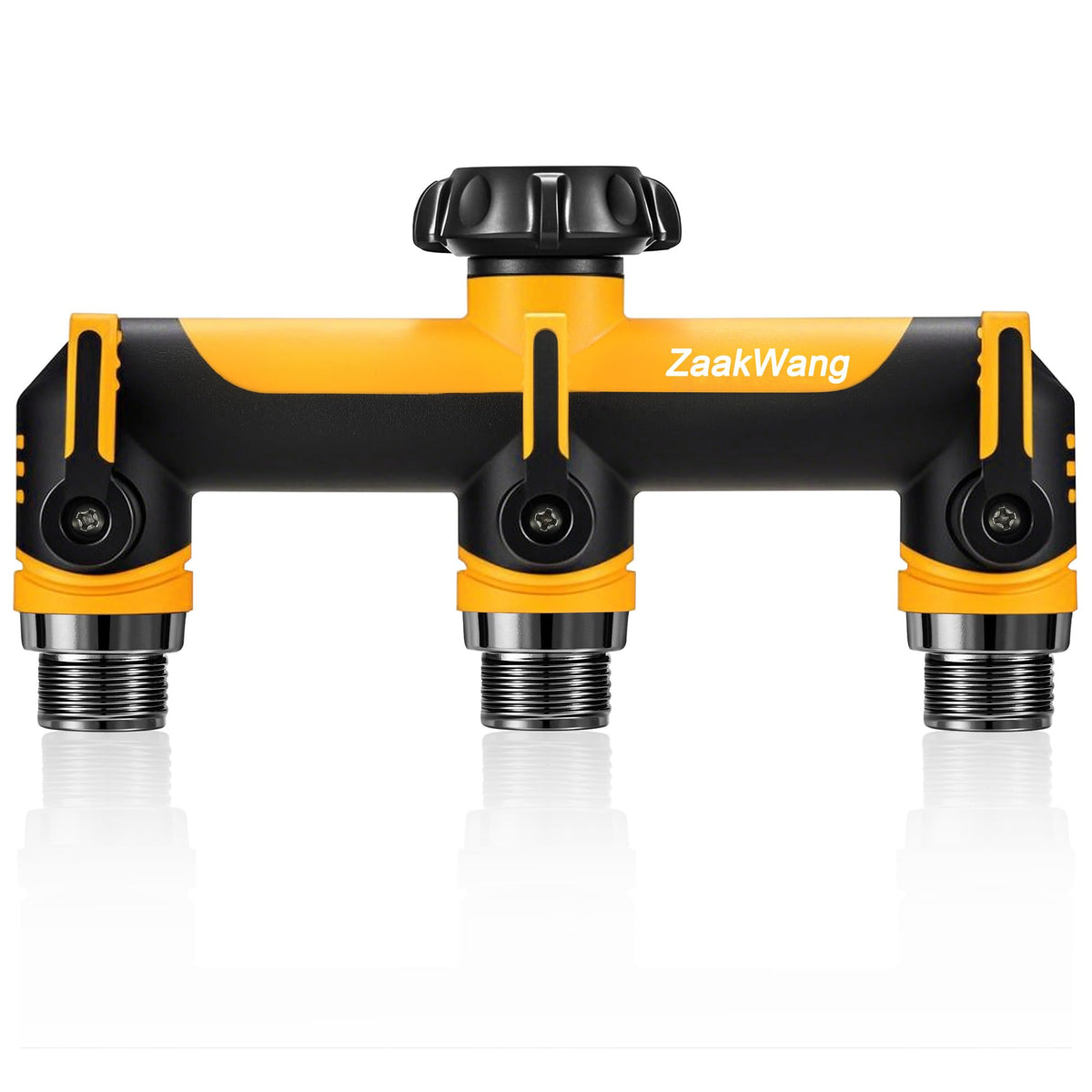 ZaakWang vista frontal del divisor 3 vías mostrando salidas y cuerpo resistente