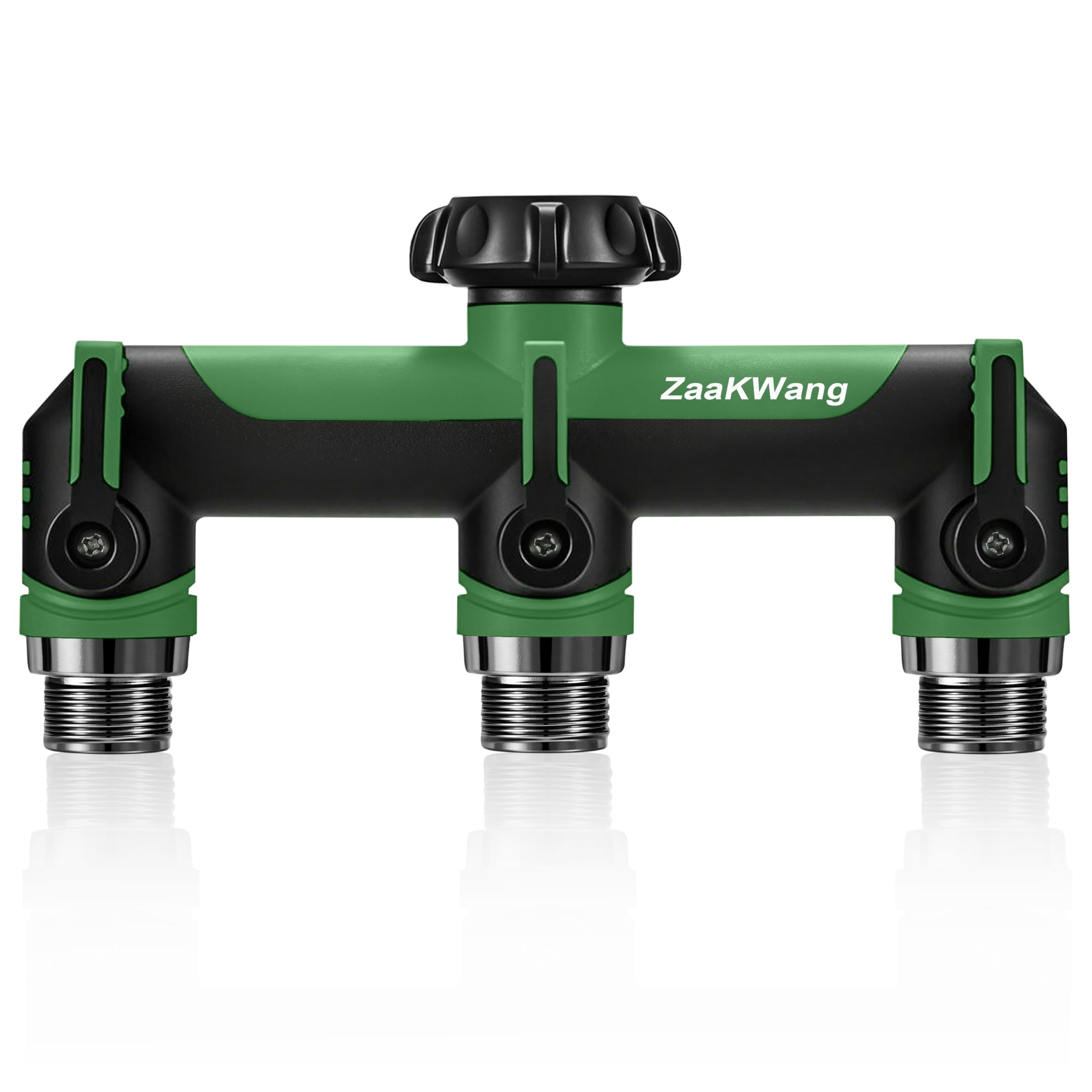 ZaakWang vista frontal del distribuidor mostrando tres salidas y válvulas, fácil control