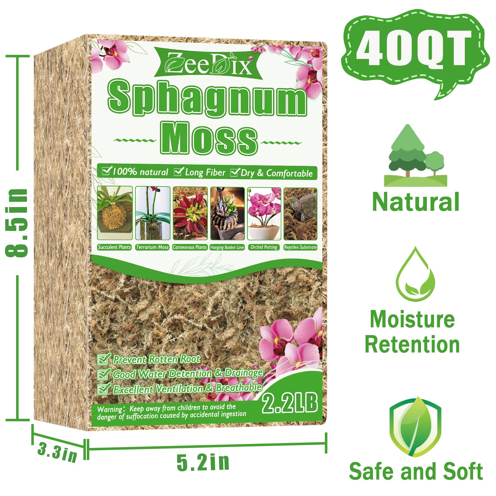 ZeeDix bloque comprimido expandido mostrando volumen para sustrato