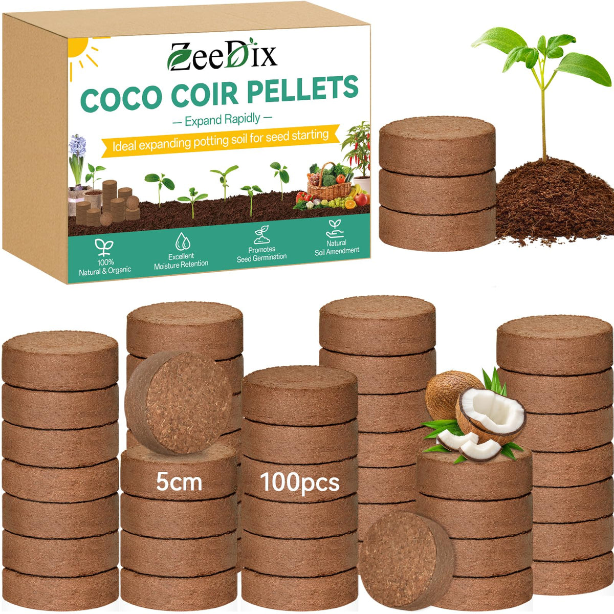 ZeeDix vista frontal del paquete, fácil almacenamiento y uso