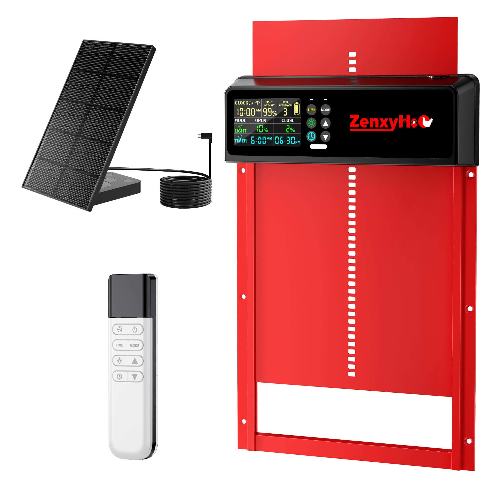 ZenxyHoC vista frontal de la puerta roja mostrando diseño robusto y protección