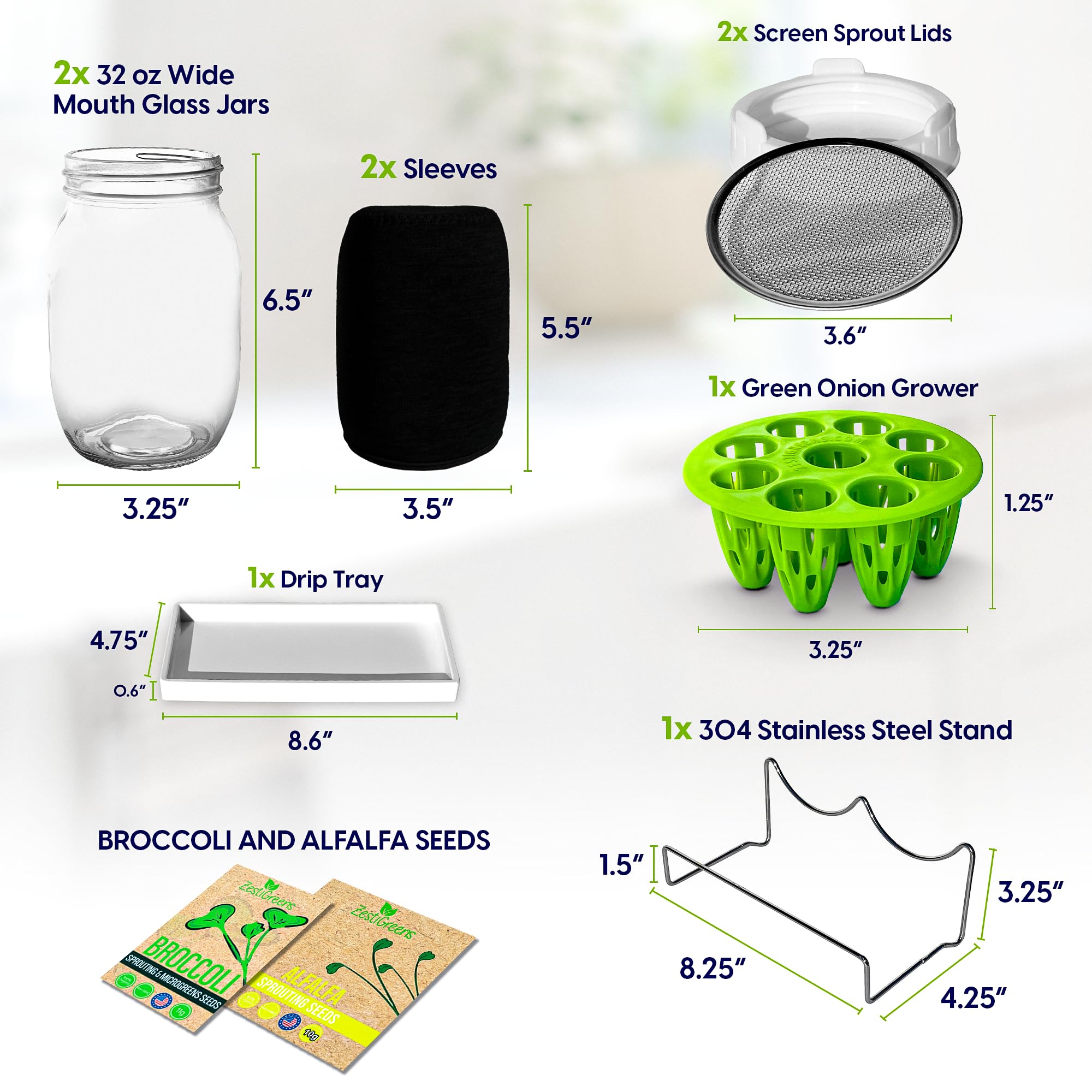 ZESTIGREENS tarjetas de instrucciones a color con pasos claros y tiempos