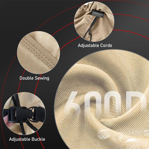 Zettum hebillas y cordón elástico asegurando la funda contra el viento