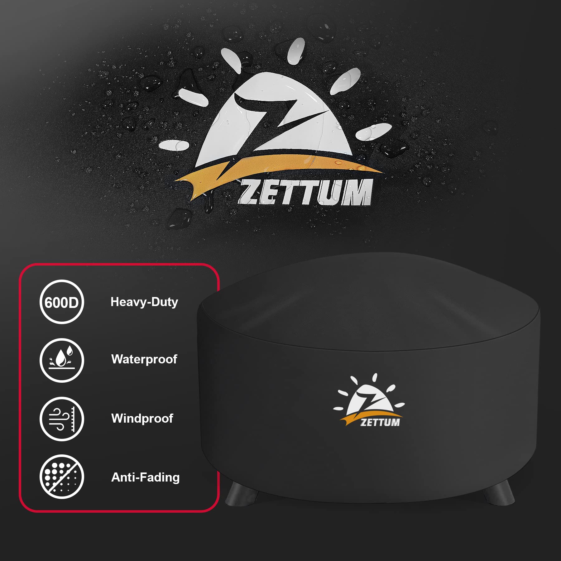 Zettum hebillas y cordón elástico asegurando la funda contra el viento